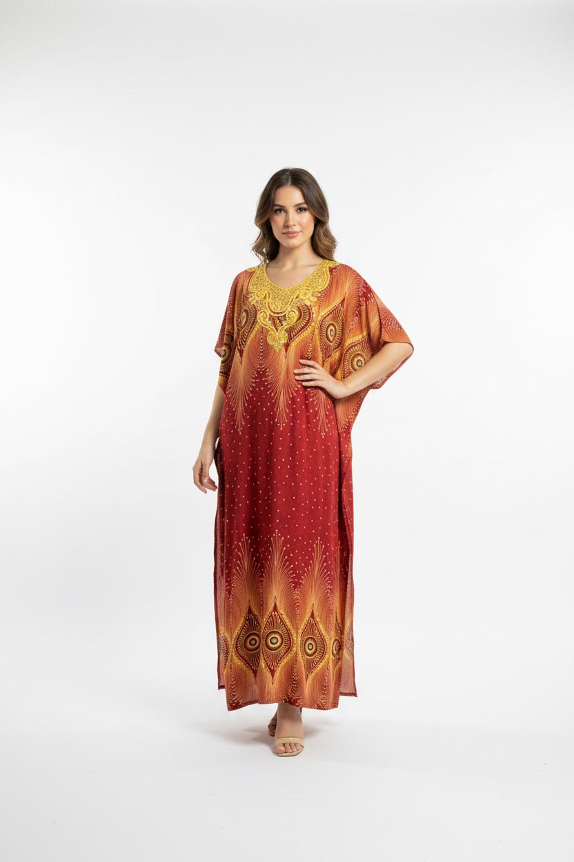 Women's Embroidered Kaftan Maxi Dresses